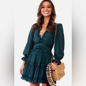 V neck open back dress